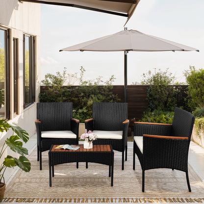 Futzca 4 pezzi set di mobili da esterno per patio sedia in rattan set di vimini