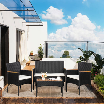 Futzca 4 pezzi set di mobili da esterno per patio sedia in rattan set di vimini