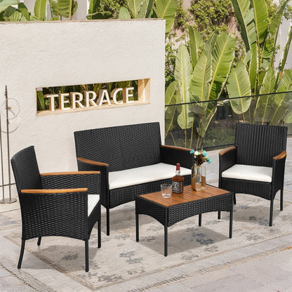 Futzca 4 pezzi set di mobili da esterno per patio sedia in rattan set di vimini
