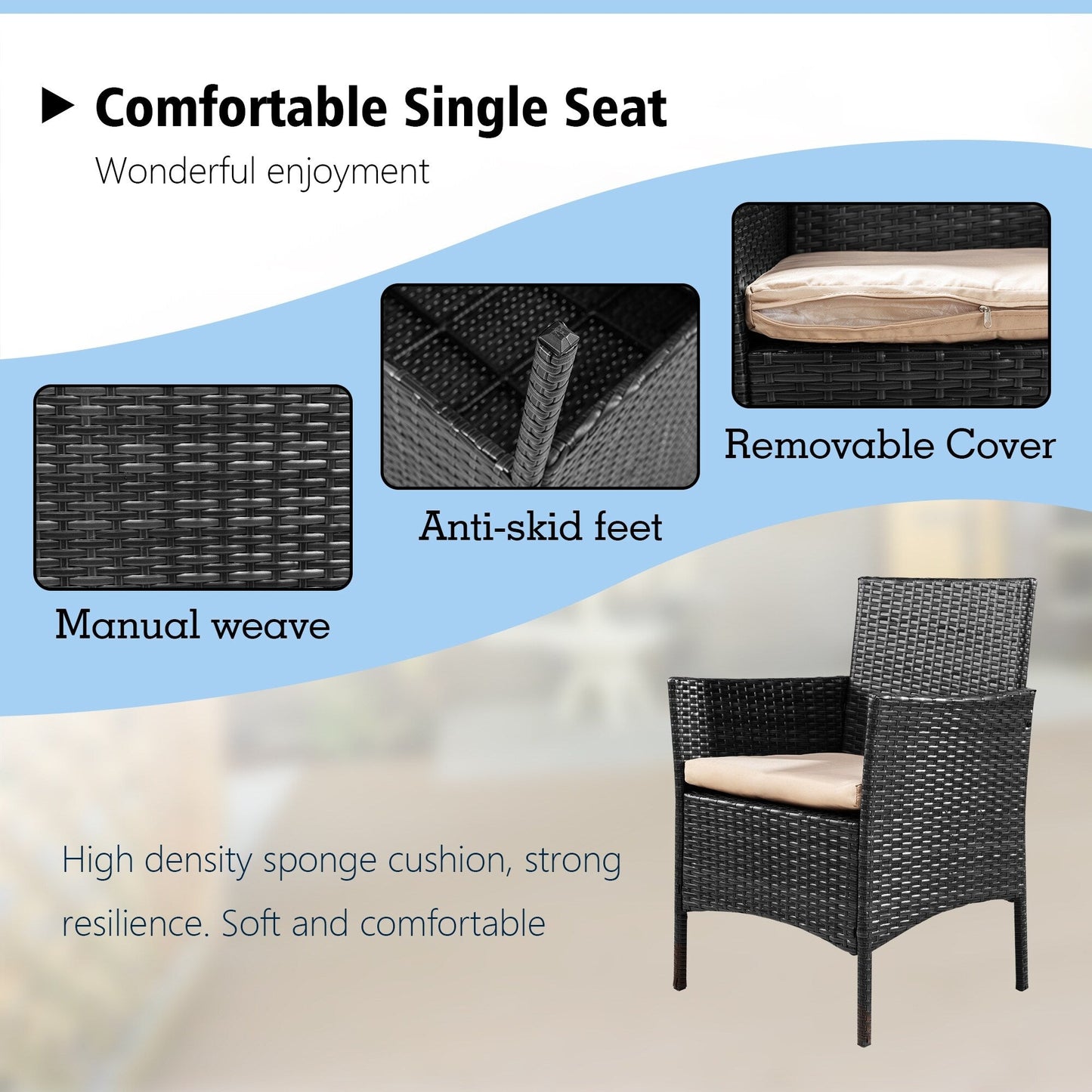 Futzca 4 pezzi set di mobili da esterno per patio sedia in rattan set di vimini