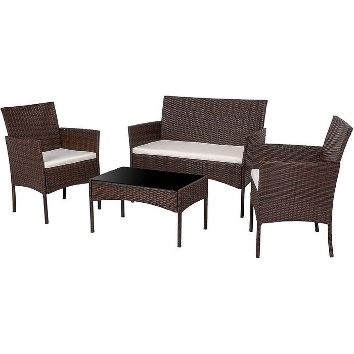 Futzca 4 pezzi set di mobili da esterno per patio sedia in rattan set di vimini