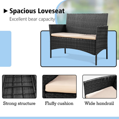 Futzca 4 pezzi set di mobili da esterno per patio sedia in rattan set di vimini