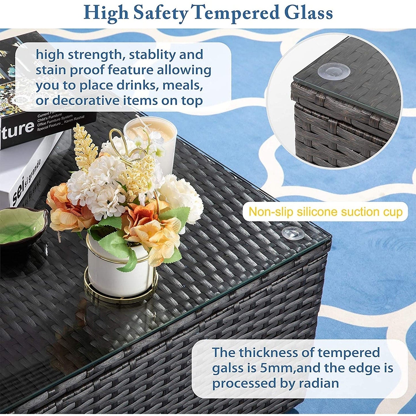 Set di mobili da giardino in vimini PE Futzca da 5 pezzi