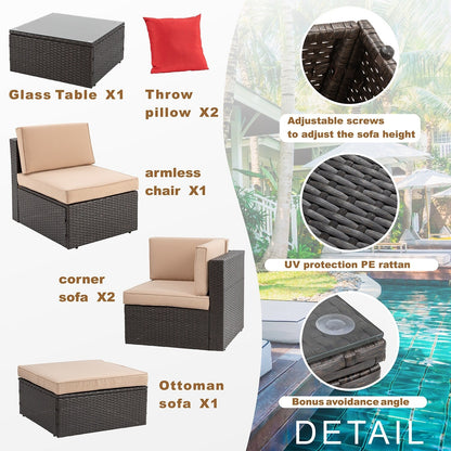 Set di mobili da giardino in vimini PE Futzca da 5 pezzi