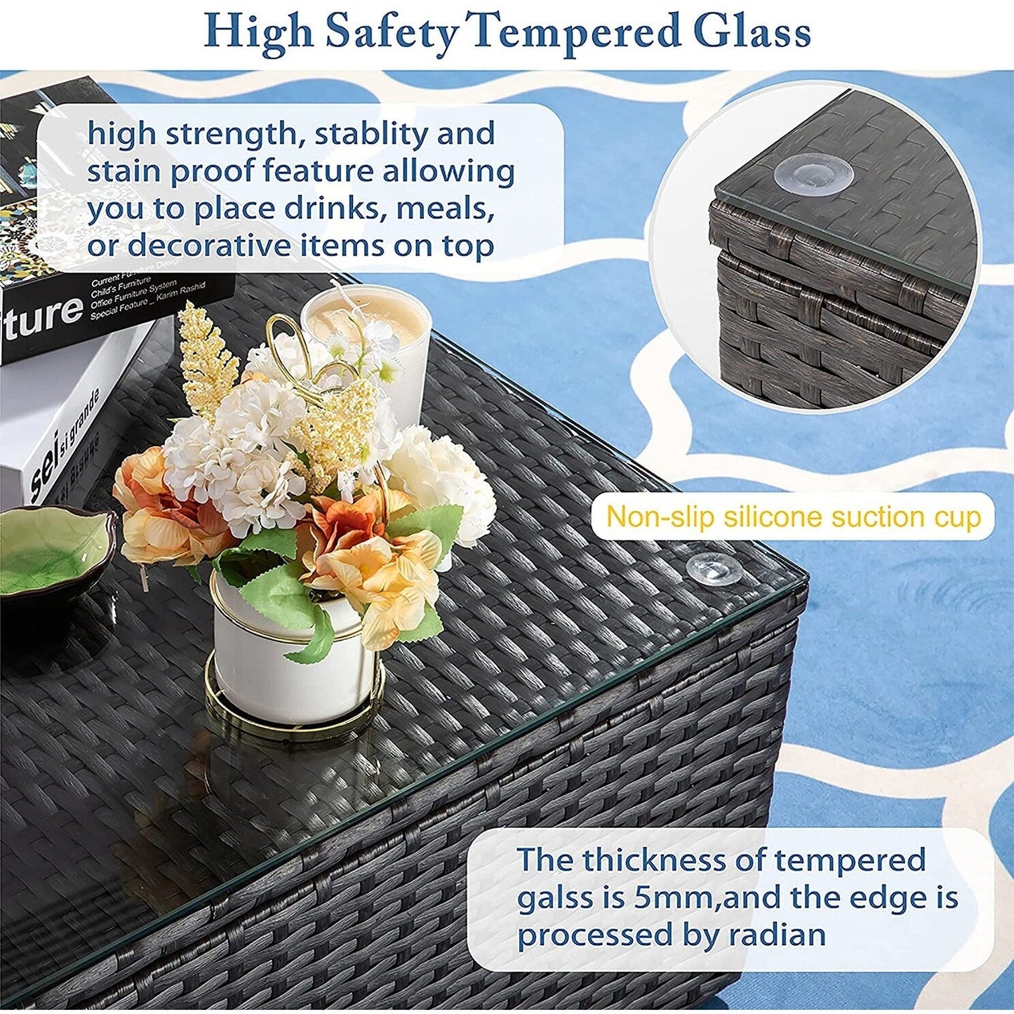 Set di mobili da giardino in vimini PE Futzca da 5 pezzi