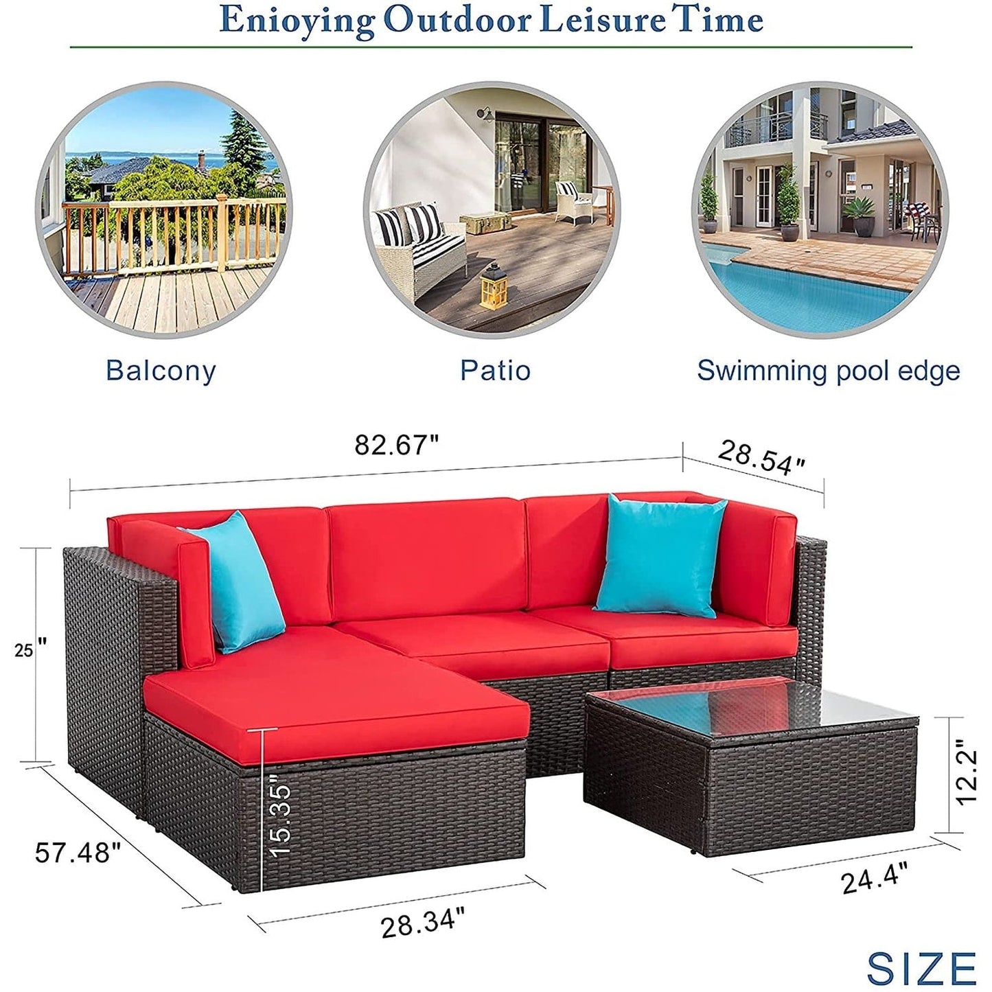 Set di mobili da giardino in vimini PE Futzca da 5 pezzi