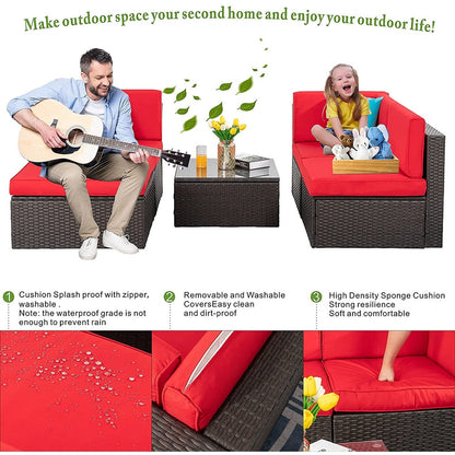 Set di mobili da giardino in vimini PE Futzca da 5 pezzi