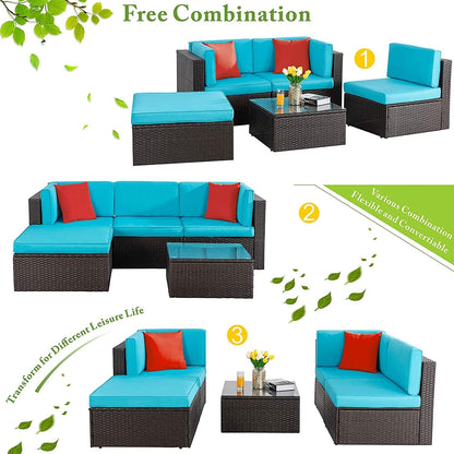 Set di mobili da giardino in vimini PE Futzca da 5 pezzi