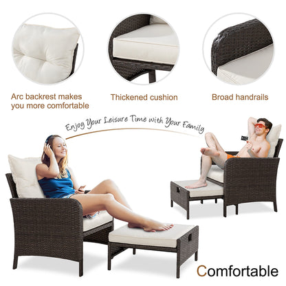 Futzca Set di 5 mobili da giardino in vimini marrone piccolo