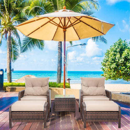 Futzca Set di 5 mobili da giardino in vimini marrone piccolo