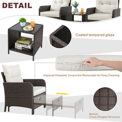 Futzca Set di 5 mobili da giardino in vimini marrone piccolo