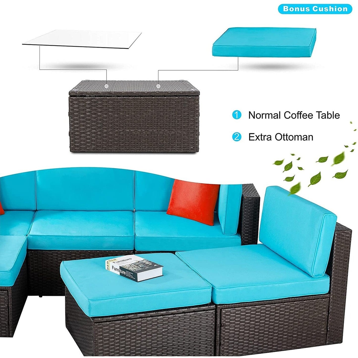 Set di mobili da giardino piccoli Futzca da 6 pezzi