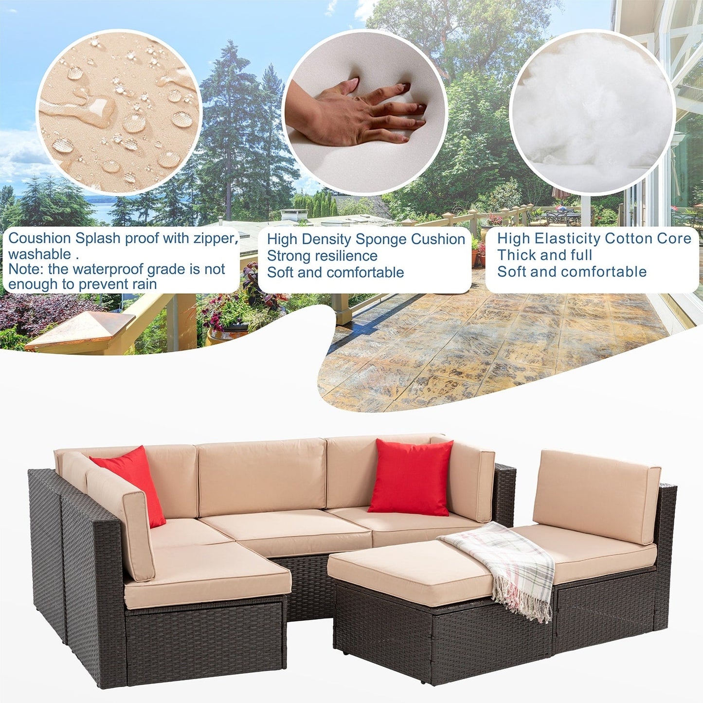 Set di mobili da giardino piccoli Futzca da 6 pezzi