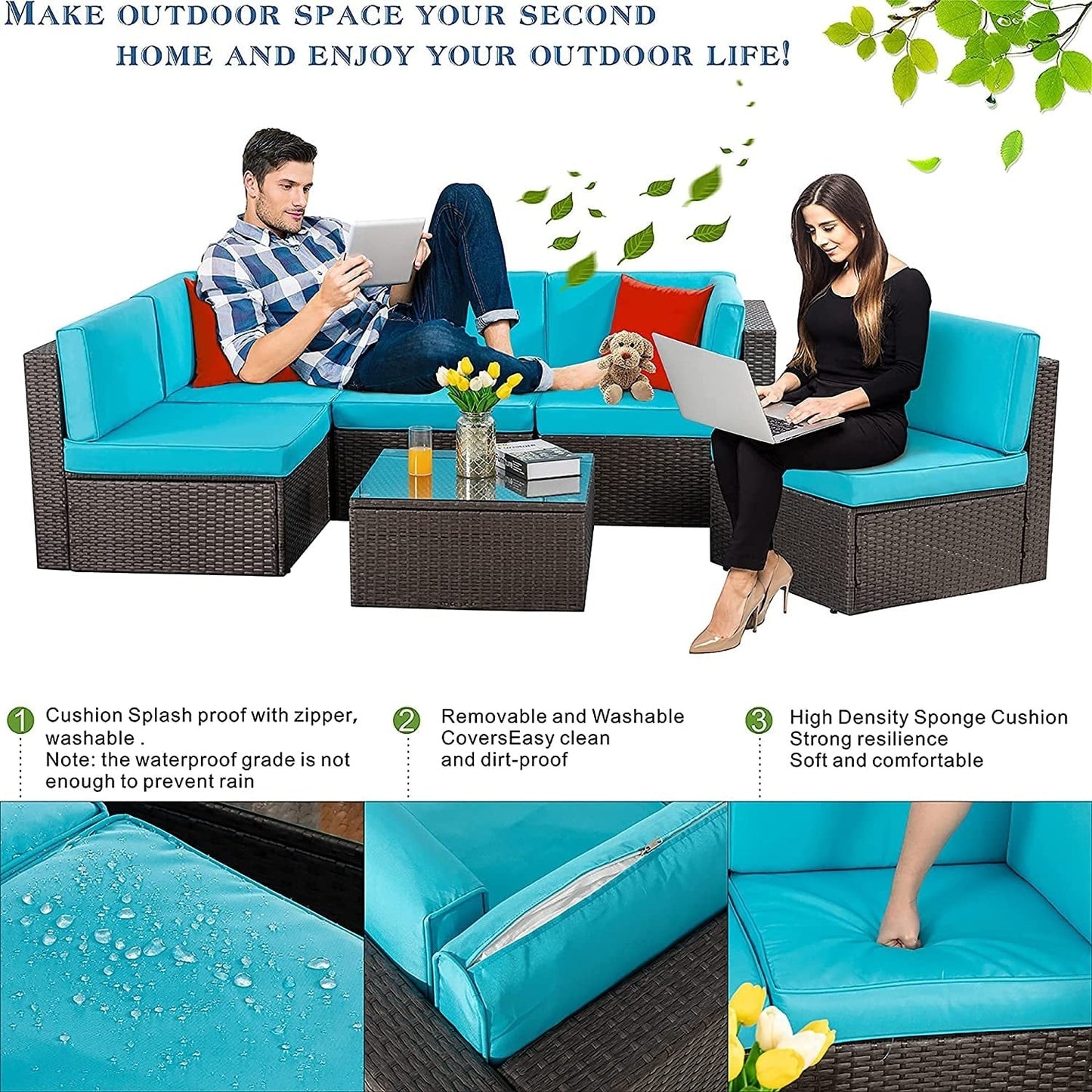 Set di mobili da giardino piccoli Futzca da 6 pezzi