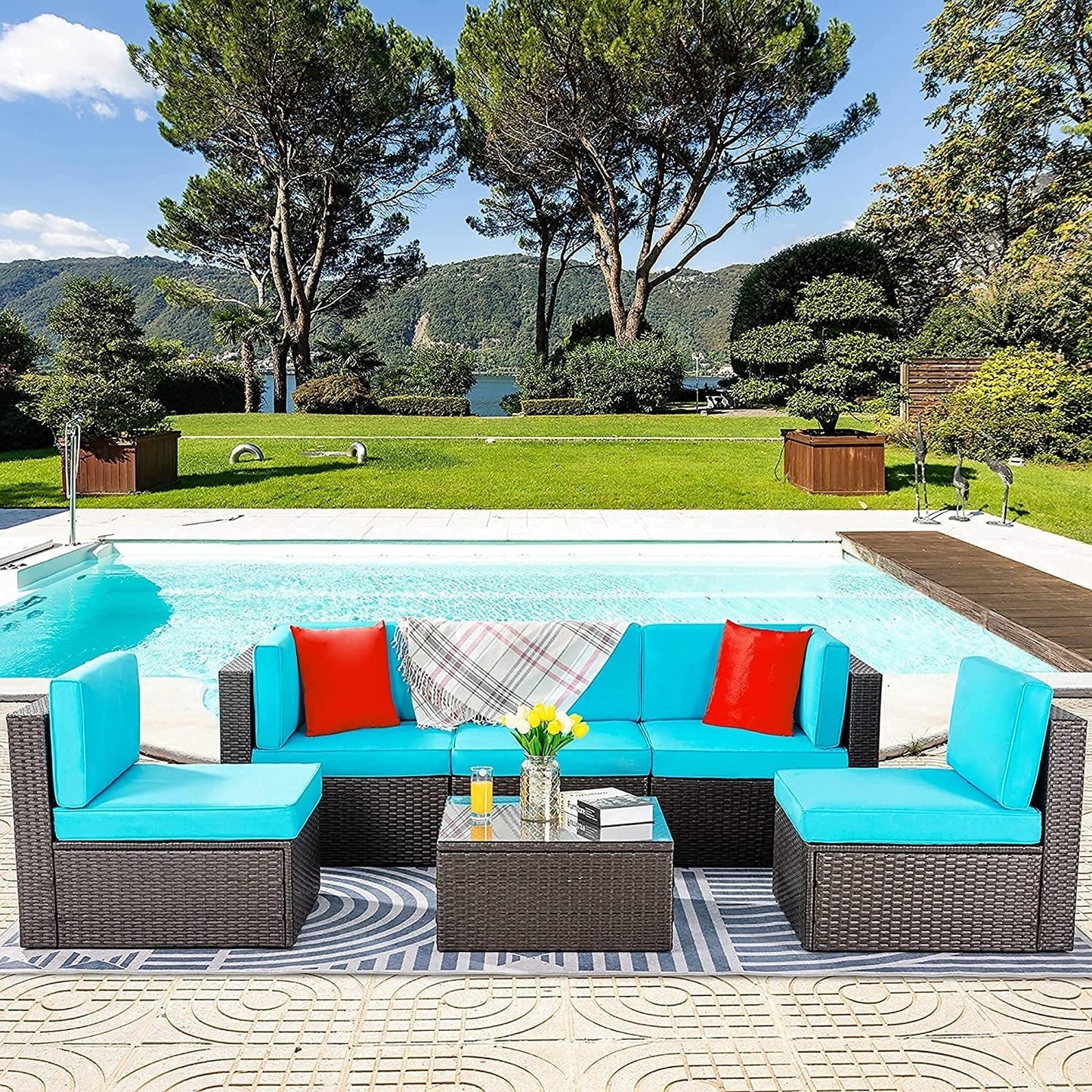 Set di mobili da giardino piccoli Futzca da 6 pezzi