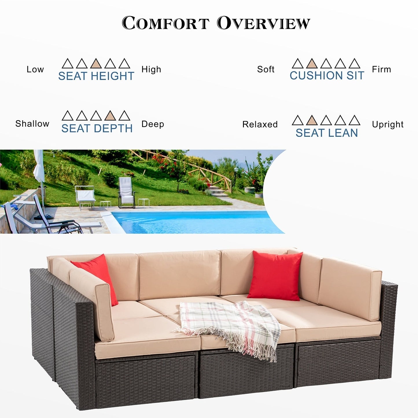 Set di mobili da giardino piccoli Futzca da 6 pezzi