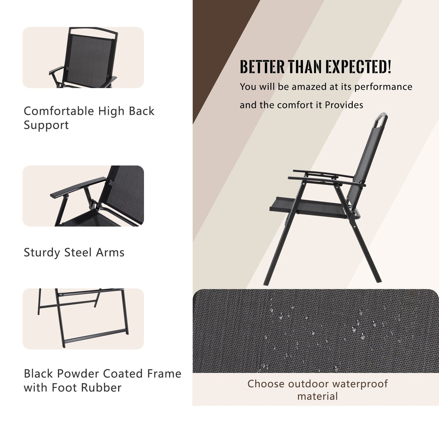 Set da pranzo pieghevole per patio Futzca, set di mobili da giardino con ombrellone, tavolo in vetro e 4 sedie pieghevoli