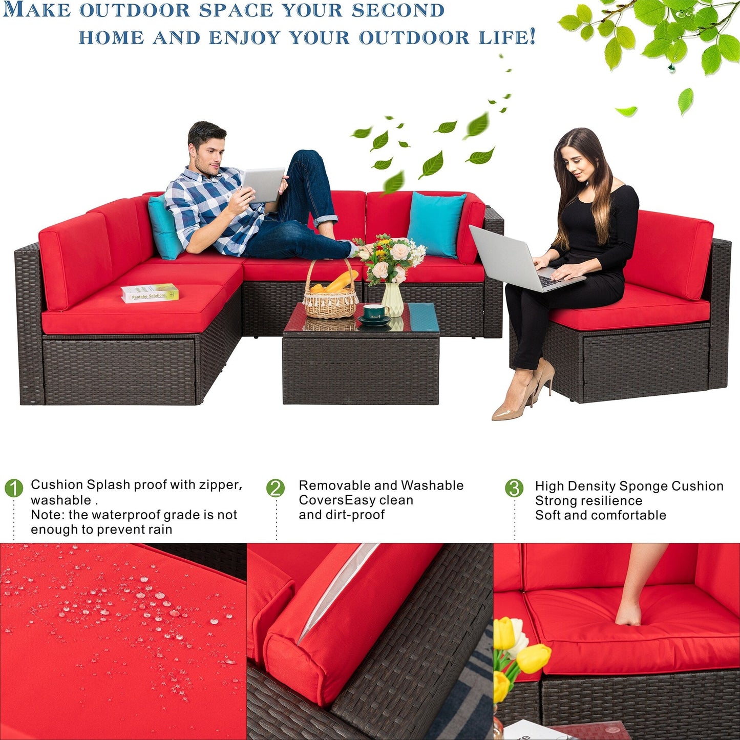 Futzca Set di mobili da giardino da 7 pezzi