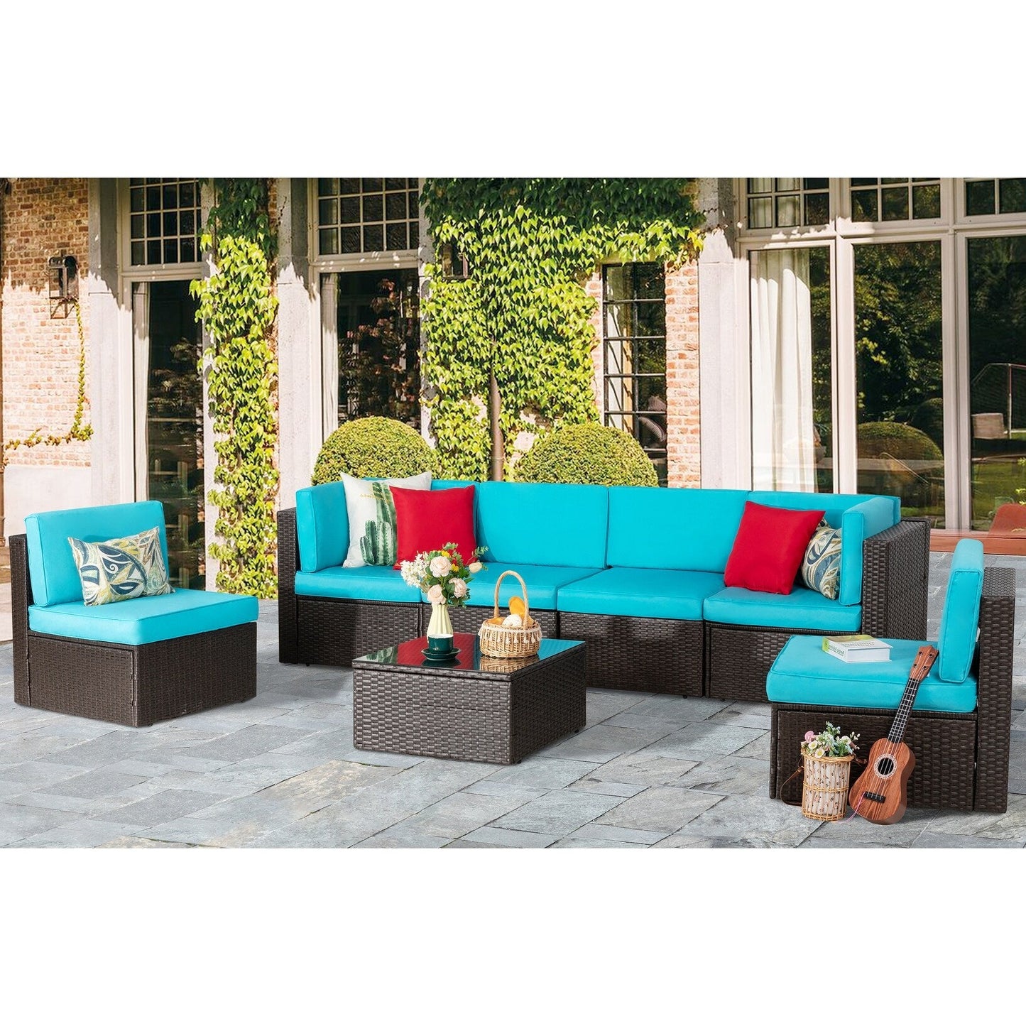 Futzca Set di mobili da giardino da 7 pezzi