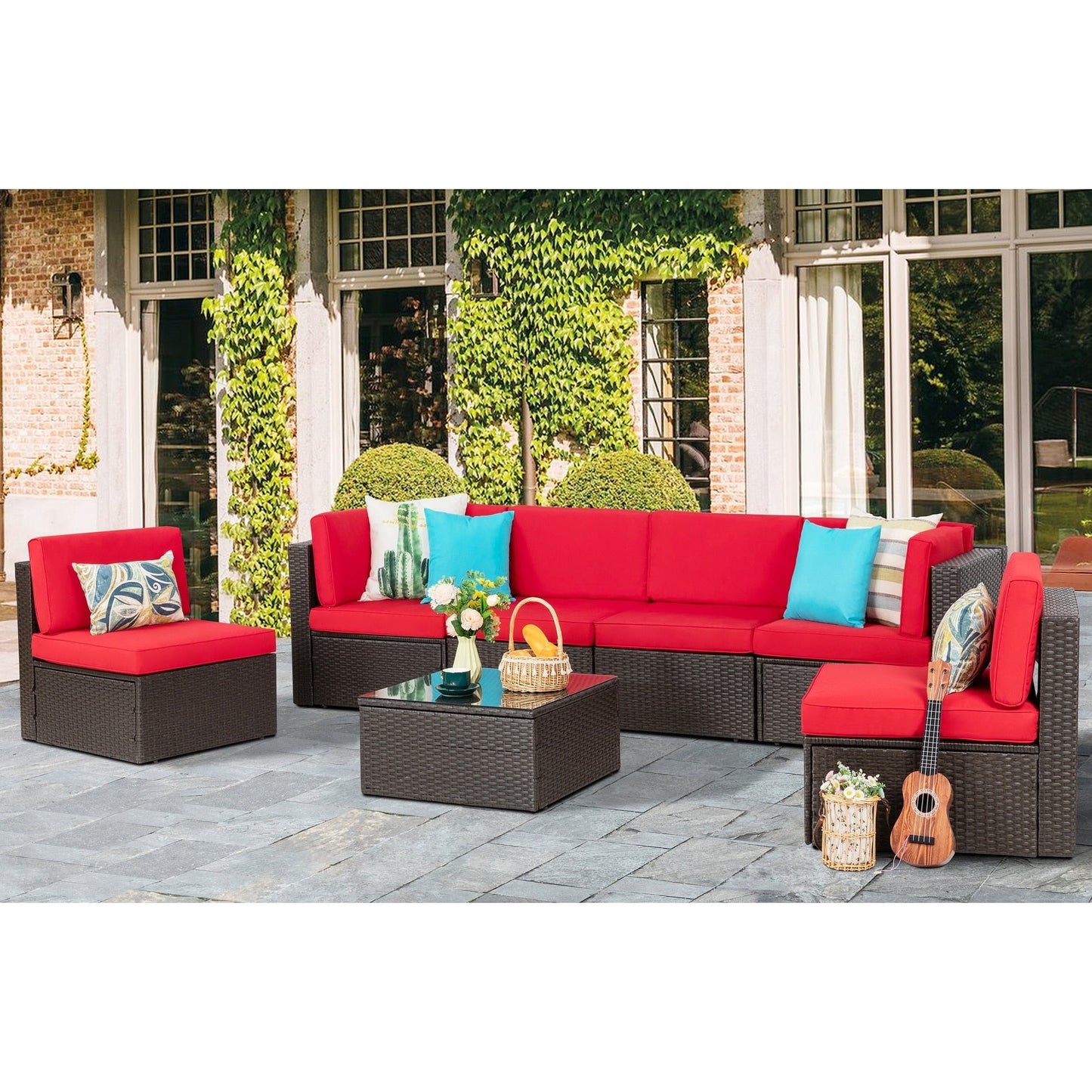 Futzca Set di mobili da giardino da 7 pezzi