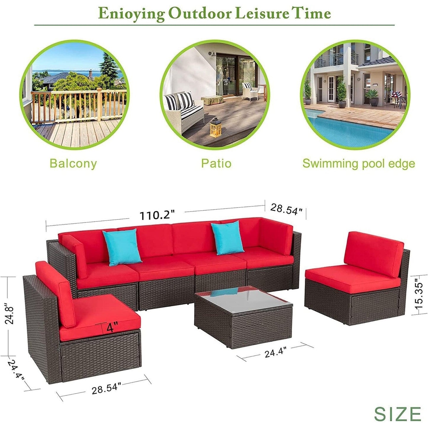 Futzca Set di mobili da giardino da 7 pezzi