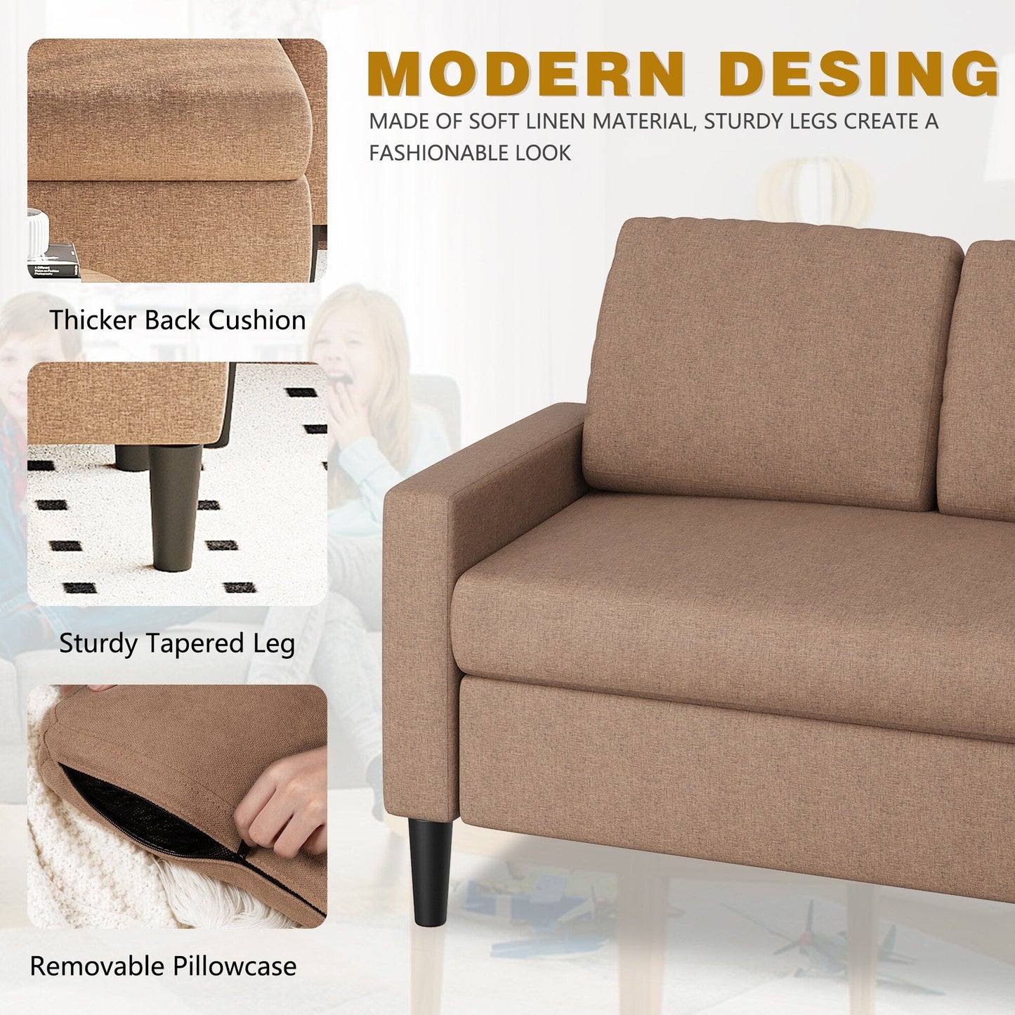 Divano componibile Futzca 74, piccolo divano a L