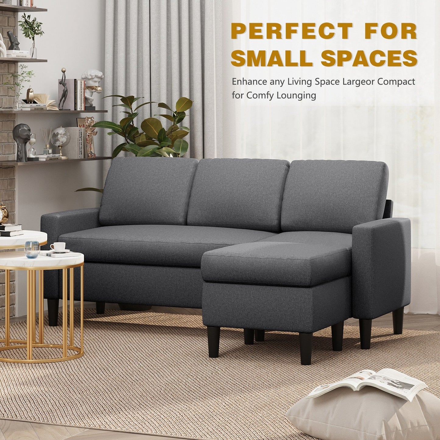 Divano componibile Futzca 74, piccolo divano a L