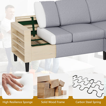 Divano componibile Futzca 74, piccolo divano a L