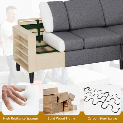 Divano componibile Futzca 74, piccolo divano a L