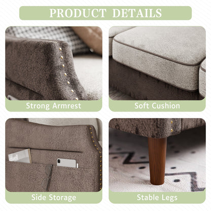 Divano a L Futzca da 78" con pouf e borsa portaoggetti laterale