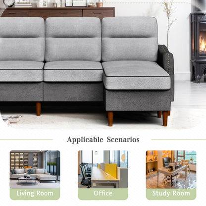 Divano a L Futzca da 78" con pouf e borsa portaoggetti laterale