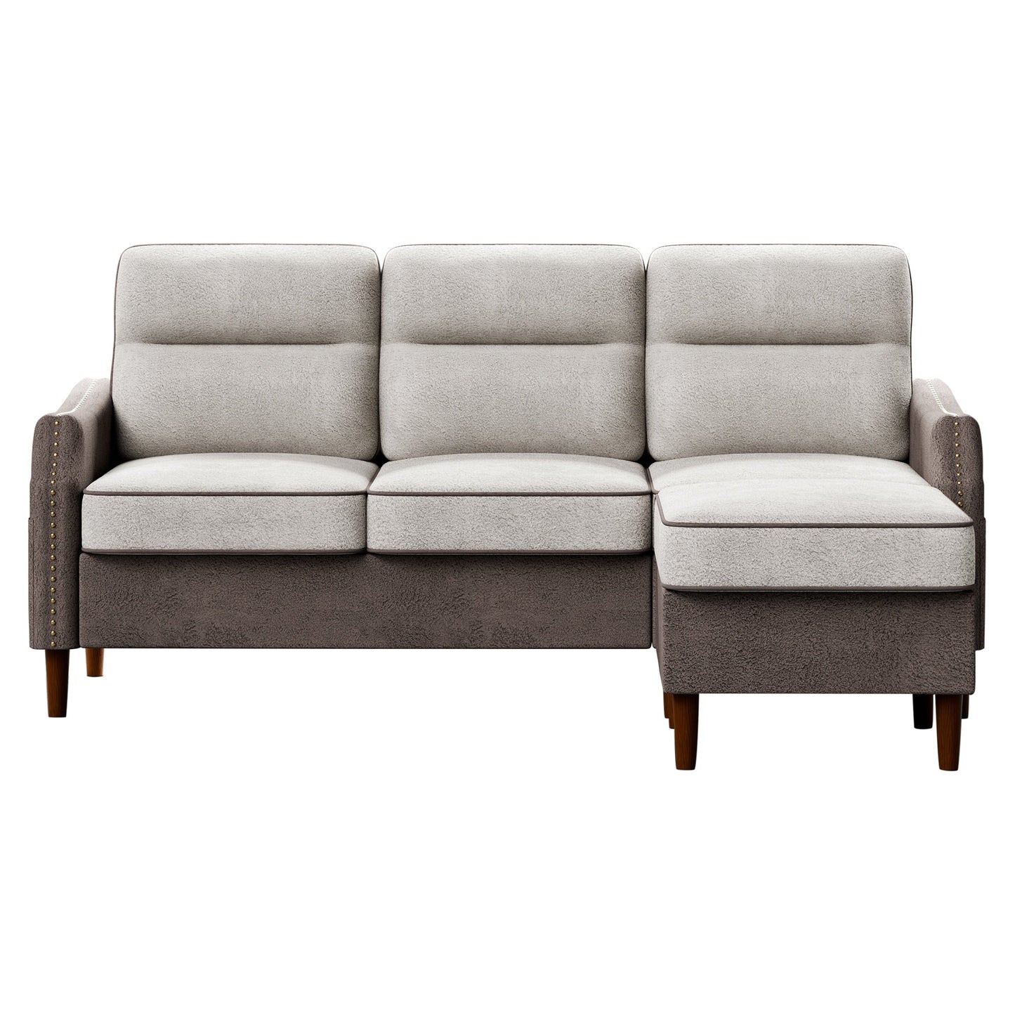 Divano a L Futzca da 78" con pouf e borsa portaoggetti laterale