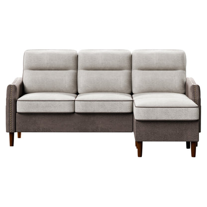 Divano a L Futzca da 78" con pouf e borsa portaoggetti laterale