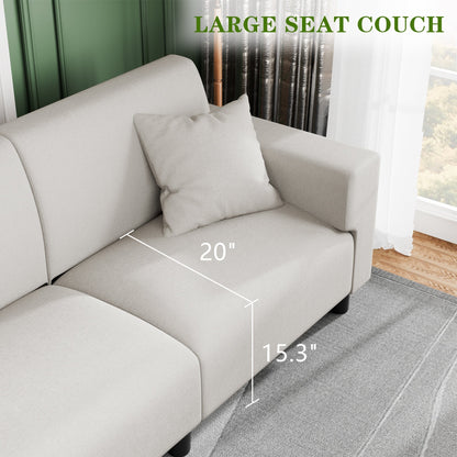 Divano Futzca da 94'', divano moderno a 3 posti con due cuscini