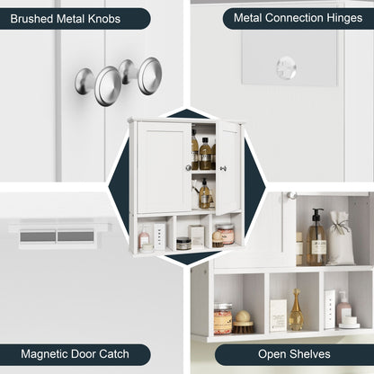 Mobiletto da bagno Futzca da parete, mobiletto portaoggetti con ante e ripiani