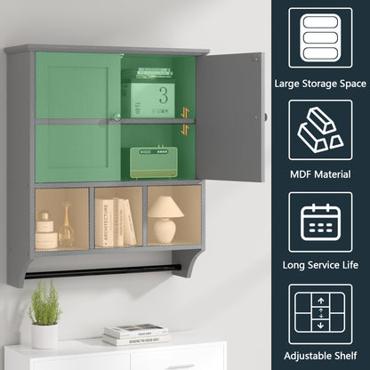 Mobiletto da bagno Futzca da parete, mobiletto portaoggetti con ante e ripiani