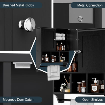 Mobiletto da bagno Futzca da parete, mobiletto portaoggetti con ante e ripiani