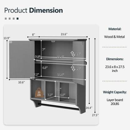 Mobiletto da bagno Futzca da parete, mobiletto portaoggetti con ante e ripiani