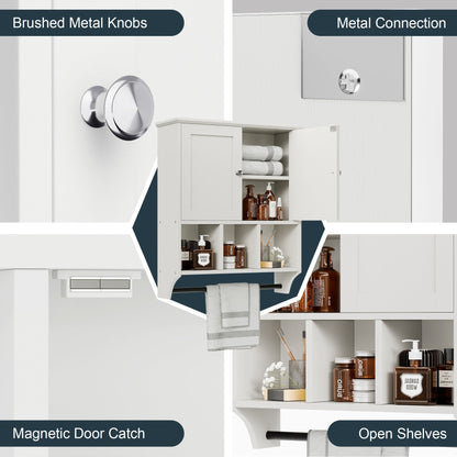 Mobiletto da bagno Futzca da parete, mobiletto portaoggetti con ante e ripiani