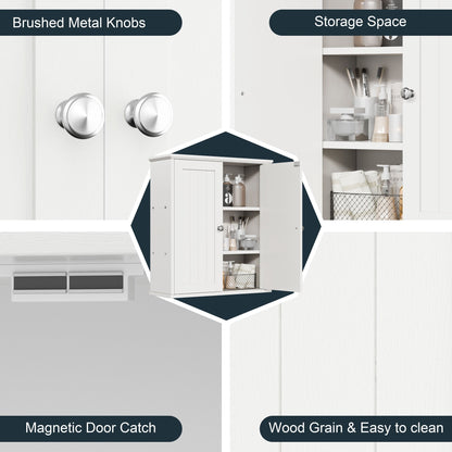 Mobiletto da bagno Futzca da parete, mobiletto portaoggetti con ante e ripiani