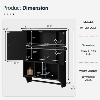 Mobiletto da bagno Futzca da parete, mobiletto portaoggetti con ante e ripiani