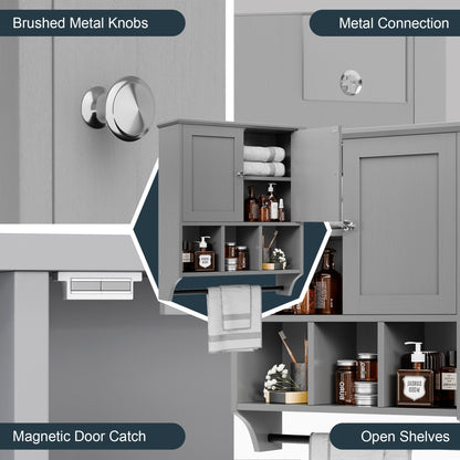 Mobiletto da bagno Futzca da parete, mobiletto portaoggetti con ante e ripiani