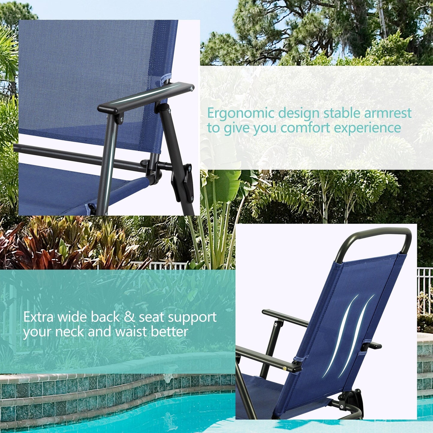 Set da pranzo pieghevole per patio Futzca, set di mobili da giardino con ombrellone, tavolo in vetro e 4 sedie pieghevoli