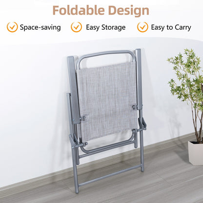 Set da pranzo pieghevole per patio Futzca, set di mobili da giardino con ombrellone, tavolo in vetro e 4 sedie pieghevoli