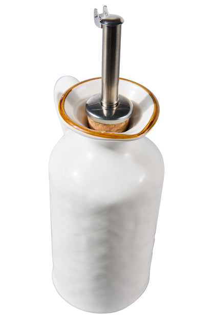 Mediterraneo - Bottiglia Olio Con Dosatore Bianca