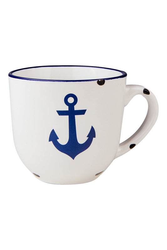 Sapore Di Mare - Tazza Bianca Ancora Blu Caffellatte