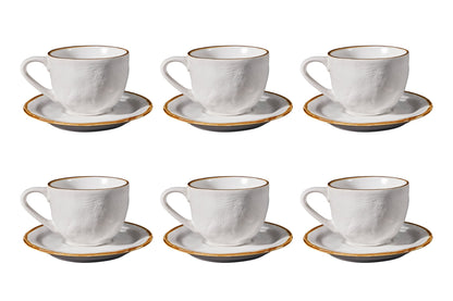 Mediterraneo - Tazza Macchiato con Piattino in Gres Bianco