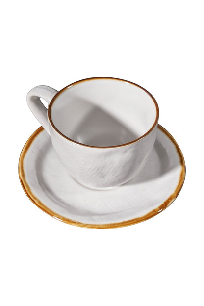 Mediterraneo - Tazza Macchiato con Piattino in Gres Bianco
