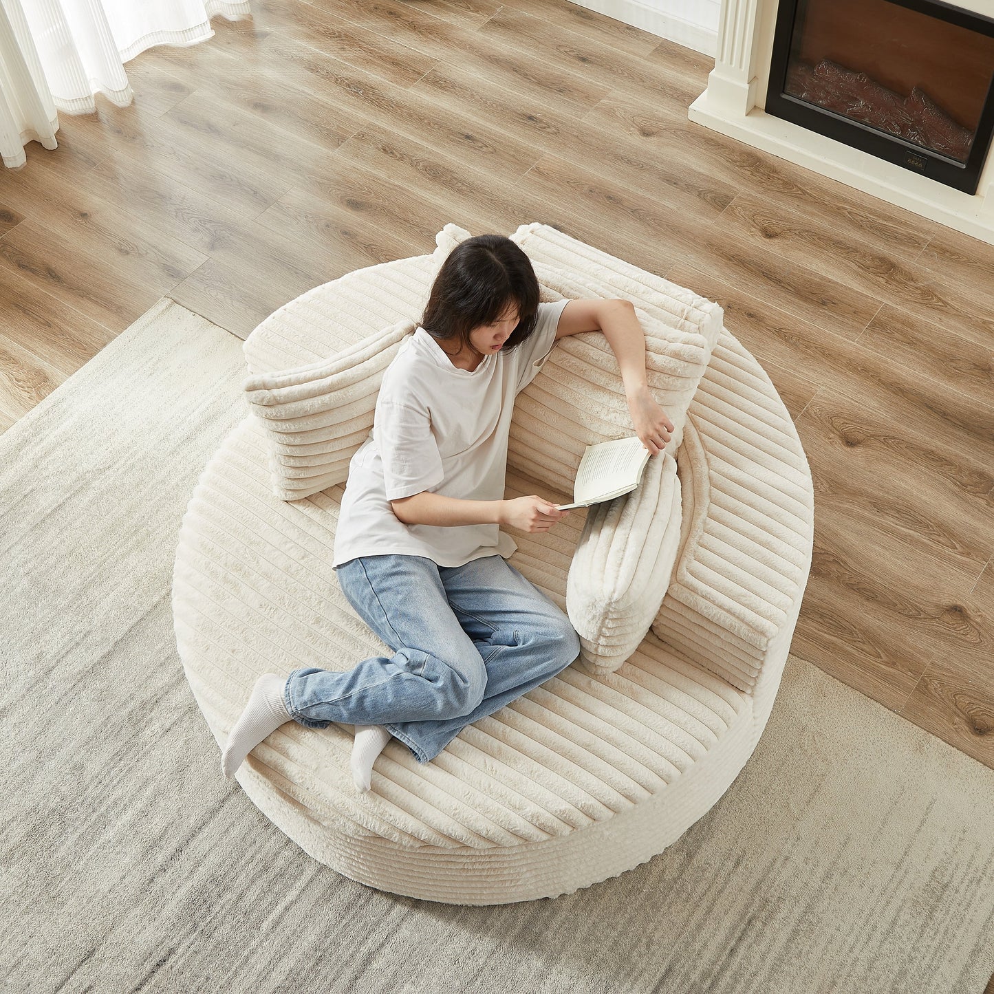 GDFStudio - Divano reclinabile singolo in velluto a coste Emberwood