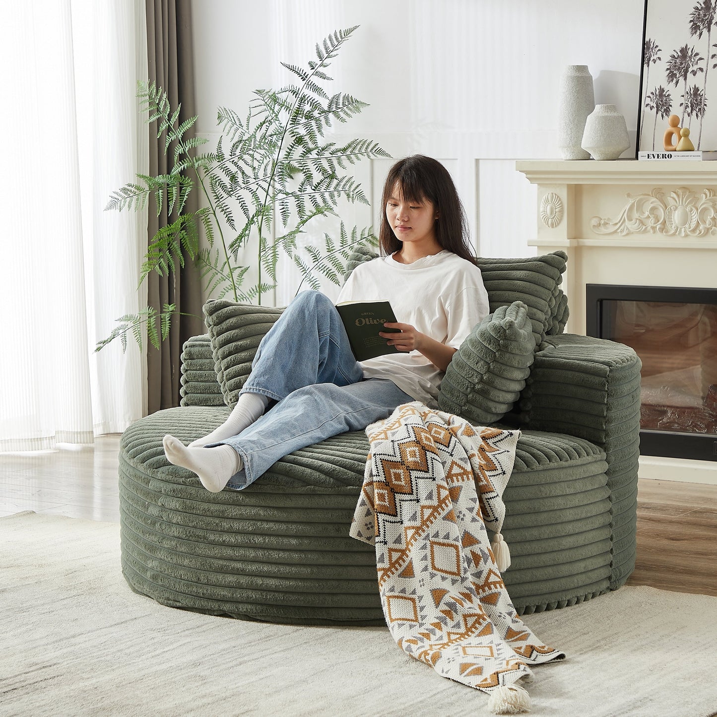 GDFStudio - Divano reclinabile singolo in velluto a coste Emberwood